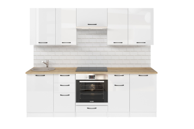 Кухонный гарнитур Жасмин базис 2,4 м Белый глянец ЛДСП