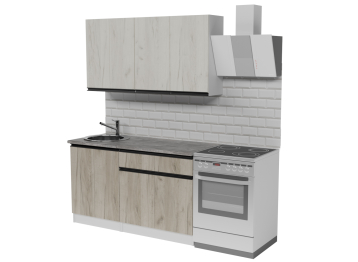 Кухонный гарнитур Паола медиум 1,4 м Дуб грей/Дуб Браун ЛДСП