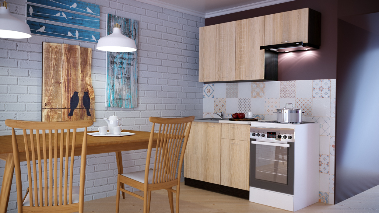 Кухонные гарнитуры, Кухонный гарнитур Симона нормал 1,5 м Дуб Сонома ЛДСП