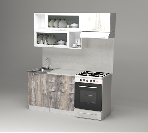 Кухонные гарнитуры, Кухонный гарнитур Инна экстра 1,7 м Пайн Белый/Пайн Экзотик ЛДСП