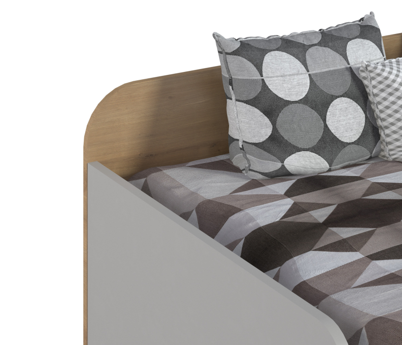 Кровати одноярусные, Кровать Милан СБ-3297 Серый,Дуб Гамильтон