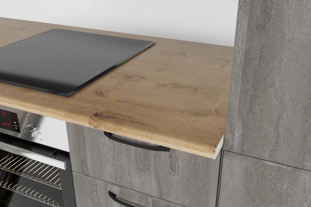 Кухонные гарнитуры, Кухонный гарнитур Сапфир 2 3,0 м Дуб золотой / Бетон темный ЛДСП