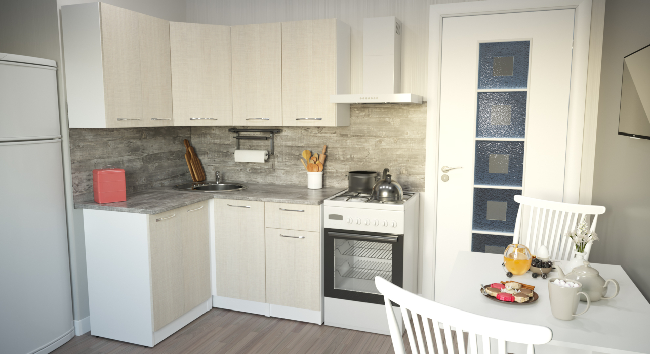 Кухонные гарнитуры, Кухонный гарнитур Лариса прайм 1 1,2 х 1,4 м Латте ЛДСП