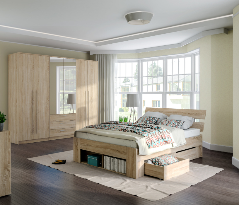 Спальные гарнитуры, Берлин(Николь) Комплект 3 для спальни (кровать+2ящ+шк Николь 6дв)