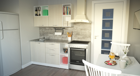 Кухонный гарнитур Лариса медиум 3 1,4 м Латте ЛДСП