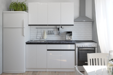 Кухонный гарнитур Лотос медиум 2 1,4 м Белый глянец ЛДСП