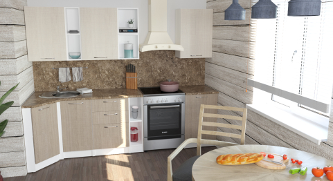 Кухонный гарнитур Ольга прайм 4 0,9 х 2,0 м Латте / Карамель ЛДСП