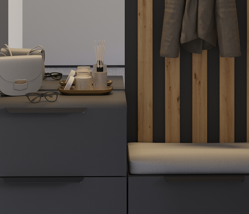 Прихожие, Прихожая Тренд с рейками Диамант серый