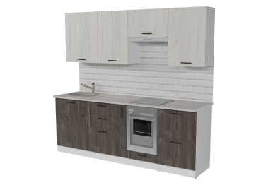 Кухонный гарнитур Сиена компакт 2,2 м Дуб грей/Бетон темный ЛДСП