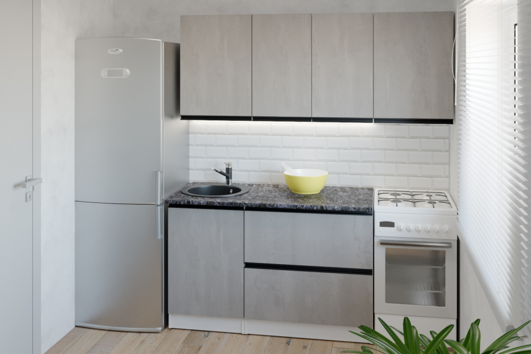 Кухонные гарнитуры, Кухонный гарнитур Сюита макси 1,8 м Бетон светлый ЛДСП