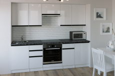 Кухонные гарнитуры, Кухонный гарнитур Лотос базис 2,4 м Белый глянец ЛДСП