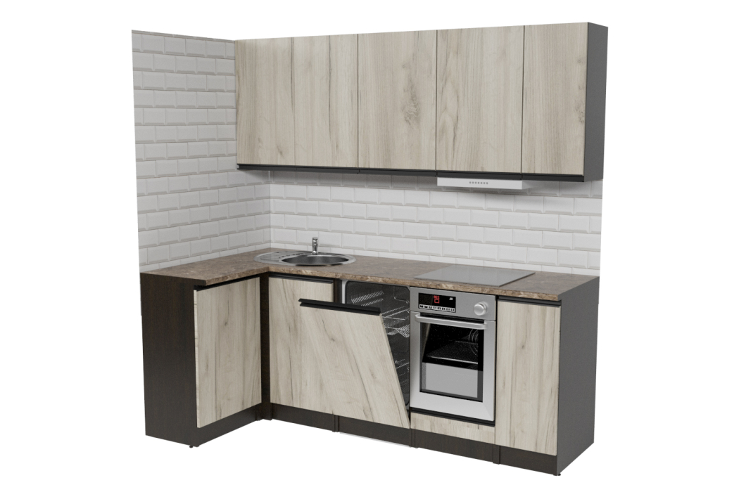 Кухонные гарнитуры, Кухонный гарнитур Равенна прайм 0,4 х 1,1 х 2,0 м Дуб браун ЛДСП