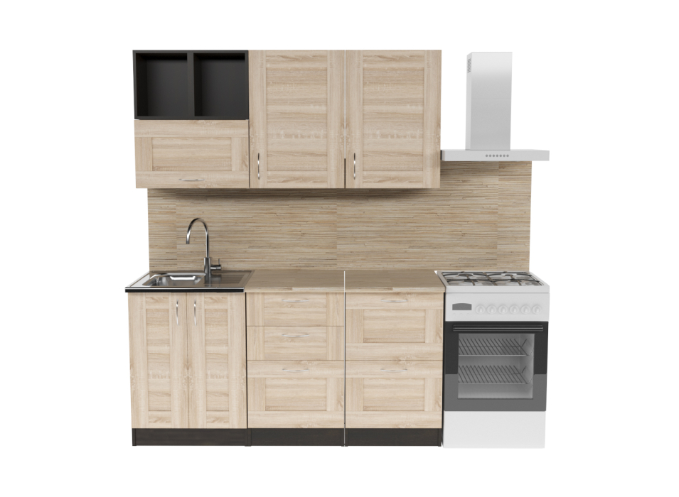 Кухонные гарнитуры, Кухонный гарнитур Томилла стандарт 4 1,6 м Квадро Дуб Сонома ЛДСП
