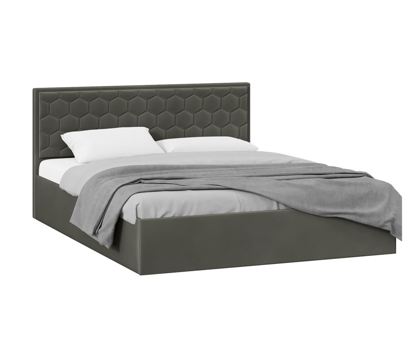 Мягкая кровать, Кровать Порто с ПМ без заглушины, Велюр