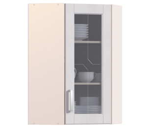 Регина РПУ-160 Полка угловая с витриной Песочный/Риф белоснежный