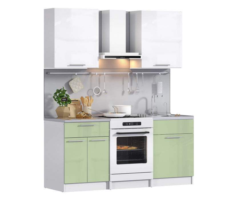 Кухонные гарнитуры, Анна Салатовый Металлик L-1800