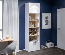 Шкафы пеналы, Шкаф-пенал Мальта СБ-3260 Белый,Дуб Гамильтон/МДФ Белый