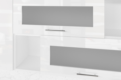 Кухонный гарнитур Терция стандарт 1,6 м Белый глянец/Бетон Светлый ЛДСП