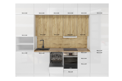 Кухонный гарнитур Жасмин экстра 3,0 м Белый глянец ЛДСП