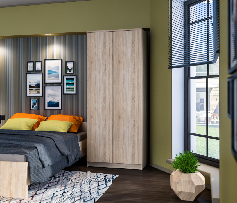 Спальные гарнитуры, Кито Дуб сонома Комплект (тумба+кровать1600+шкаф)