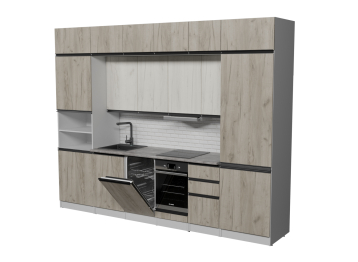 Кухонный гарнитур Паола люкс 3,0 м Дуб грей/Дуб Браун ЛДСП