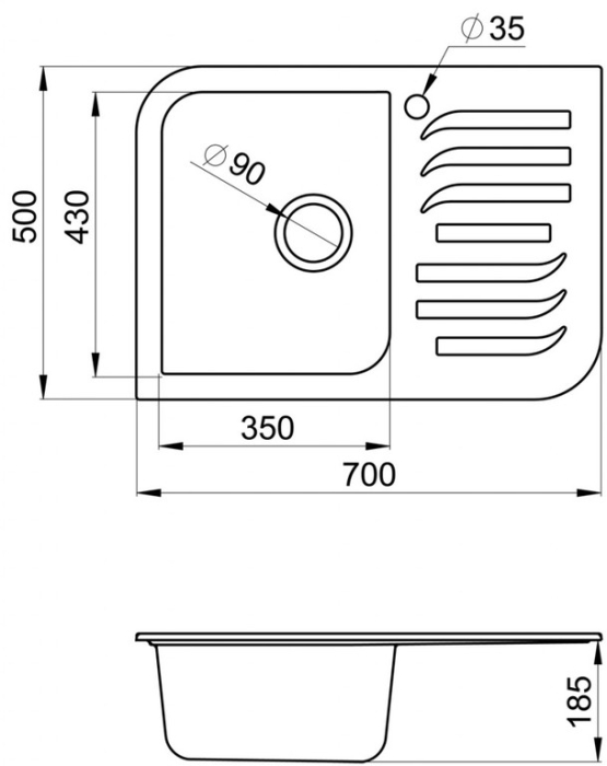 Кухонные мойки, Кухонная мойка Granula 7001 Классик