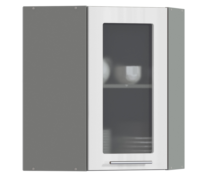 Анна, Анна АПУ-60 полка угловая с витриной Белый глянец