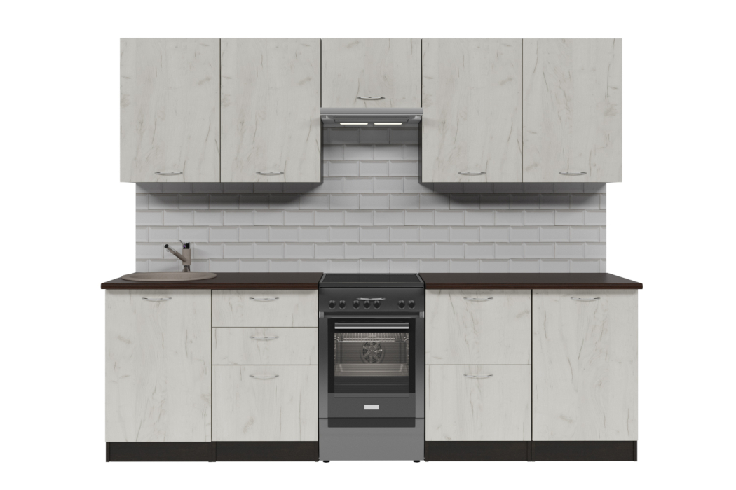 Кухонные гарнитуры, Кухонный гарнитур Лоретта мега 2,5 м Дуб грей ЛДСП