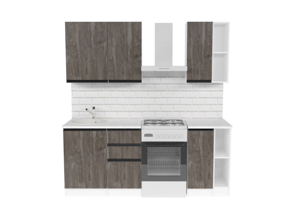 Кухонные гарнитуры, Кухонный гарнитур Ноктюрн медиум 1,4 м Бетон темный ЛДСП