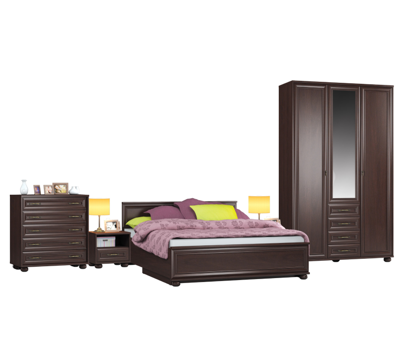 Спальные гарнитуры, Верди комплект (шкаф+комод+кровать+тумбы)