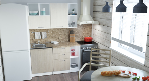 Кухонный гарнитур Ольга медиум 3 1,4 м Латте / Карамель ЛДСП