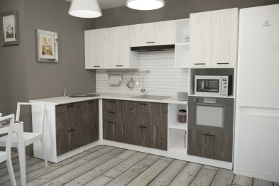 Кухонный гарнитур Сиена мега прайм 1,5 х 2,7 м Дуб грей/Бетон темный ЛДСП