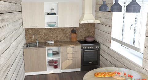 Кухонный гарнитур Ольга стандарт 5 1,6 м Латте / Карамель ЛДСП