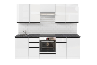 Кухонный гарнитур Лотос базис 2,4 м Белый глянец ЛДСП