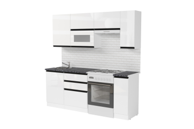 Кухонный гарнитур Лотос ультра 2,0 м Белый глянец ЛДСП