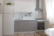 Кухонные гарнитуры, Кухонный гарнитур Терция медиум 2 1,4 м Белый глянец/Бетон Светлый ЛДСП