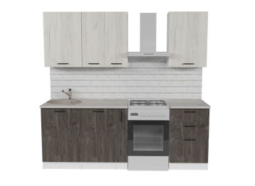 Кухонный гарнитур Сиена стандарт 1,6 м Дуб грей/Бетон темный ЛДСП