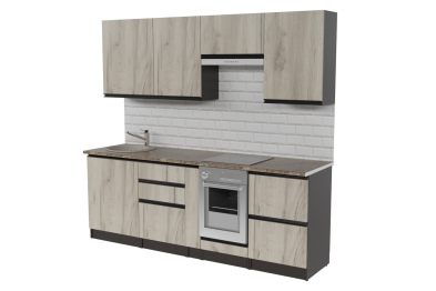 Кухонный гарнитур Равенна компакт 2,2 м Дуб браун ЛДСП