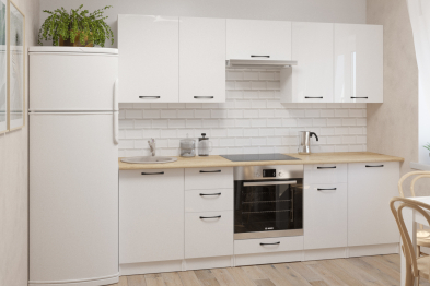 Кухонный гарнитур Жасмин базис 2,4 м Белый глянец ЛДСП