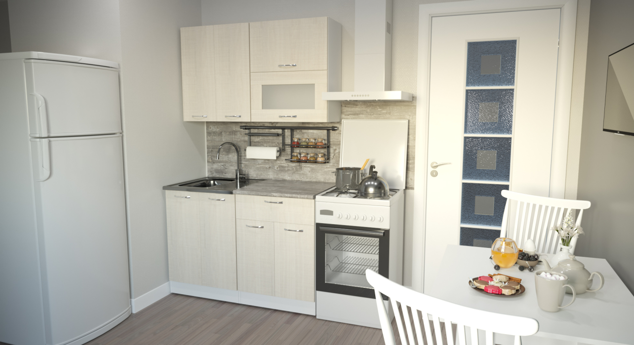 Кухонные гарнитуры, Кухонный гарнитур Лариса лайт 2 1,2 м Латте ЛДСП