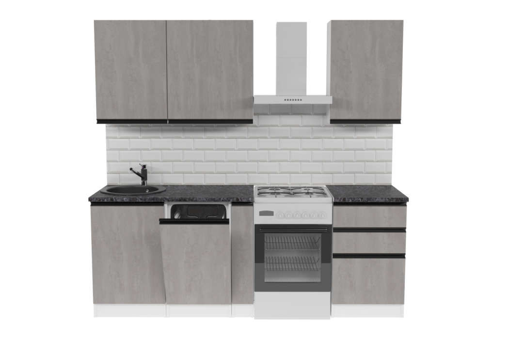 Кухонные гарнитуры, Кухонный гарнитур Сюита стандарт 1,6 м Бетон светлый ЛДСП