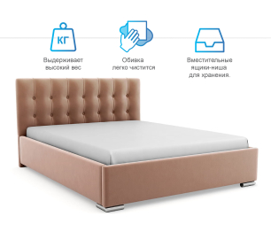 Кровать Бостон 1600 с ламелями, велюр