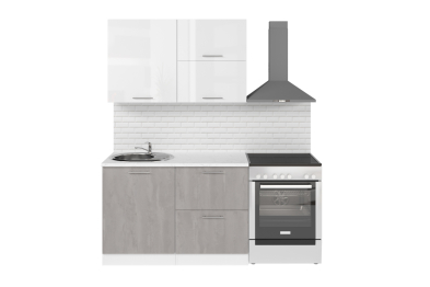 Кухонный гарнитур Терция лайт 1,2 м Белый глянец/Бетон светлый ЛДСП