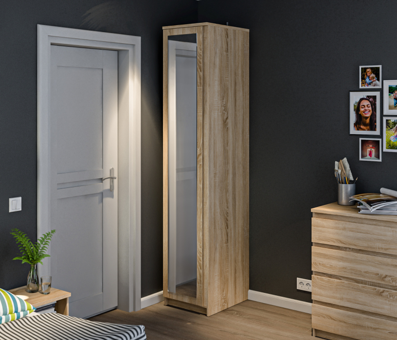 Для одежды, Шкаф 1 дверный с зеркалом Веста СБ-2260