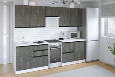 Кухонные гарнитуры, Кухонный гарнитур Ноктюрн мега 2,5 м Бетон темный ЛДСП