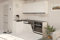 Кухонные гарнитуры, Кухонный гарнитур Лотос прайм 1,1 х 2,0 м Белый глянец ЛДСП