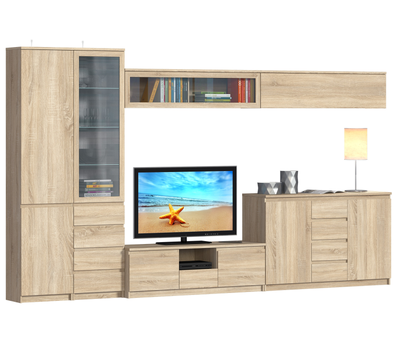 Стенки для гостиной, Гостиная Веста Дуб Сонома L-3800
