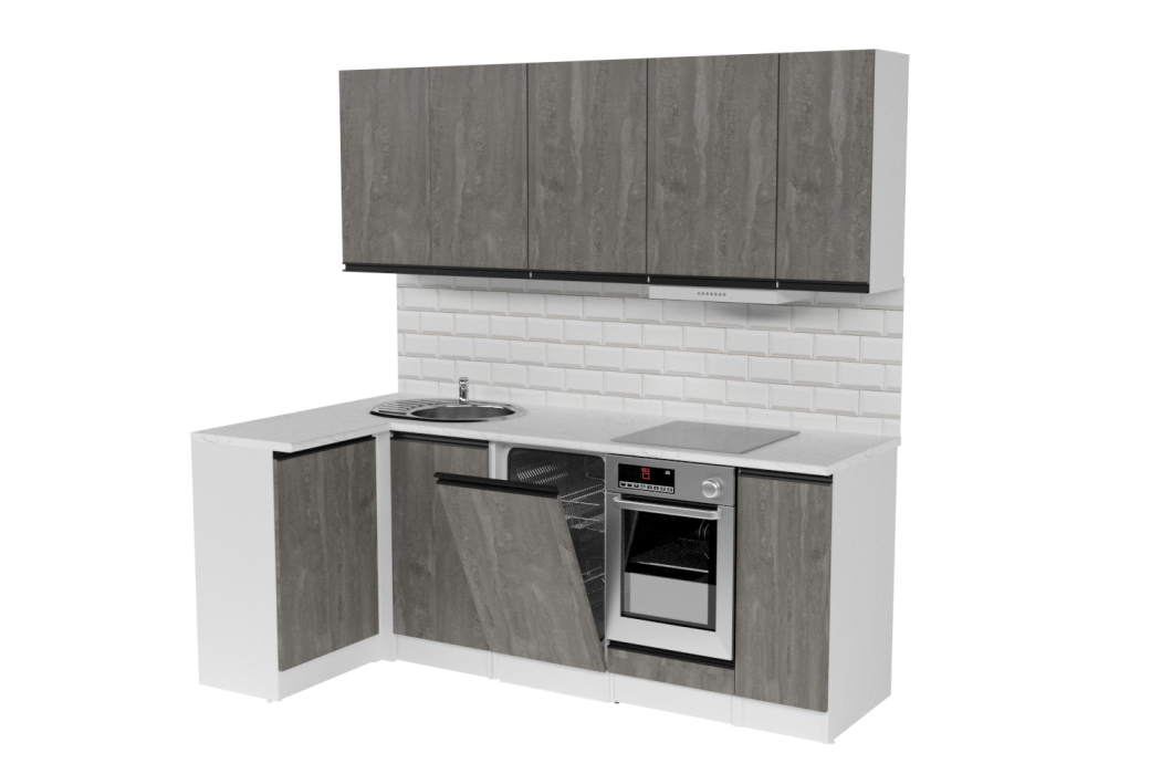Кухонные гарнитуры, Кухонный гарнитур Ноктюрн прайм 0,4 х 1,1 х 2,0 м Бетон темный ЛДСП