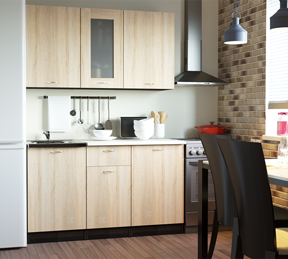 Кухонные гарнитуры, Кухонный гарнитур Симона медиум 1,4 м Дуб Сонома ЛДСП