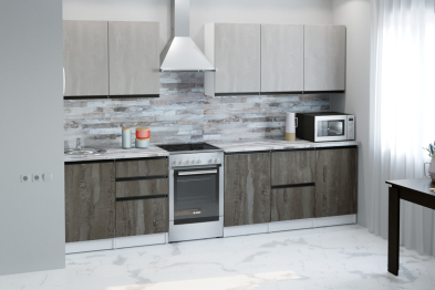 Кухонный гарнитур Нефрит Экстра 2,5 м Бетон темный/Бетон светлый ЛДСП